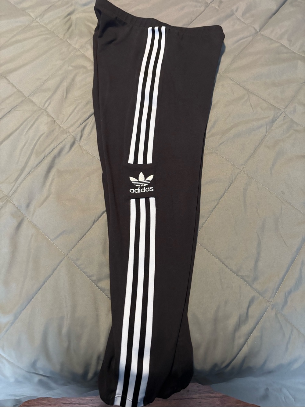 adidas women Black Track Leggings with White 3-Stripes
